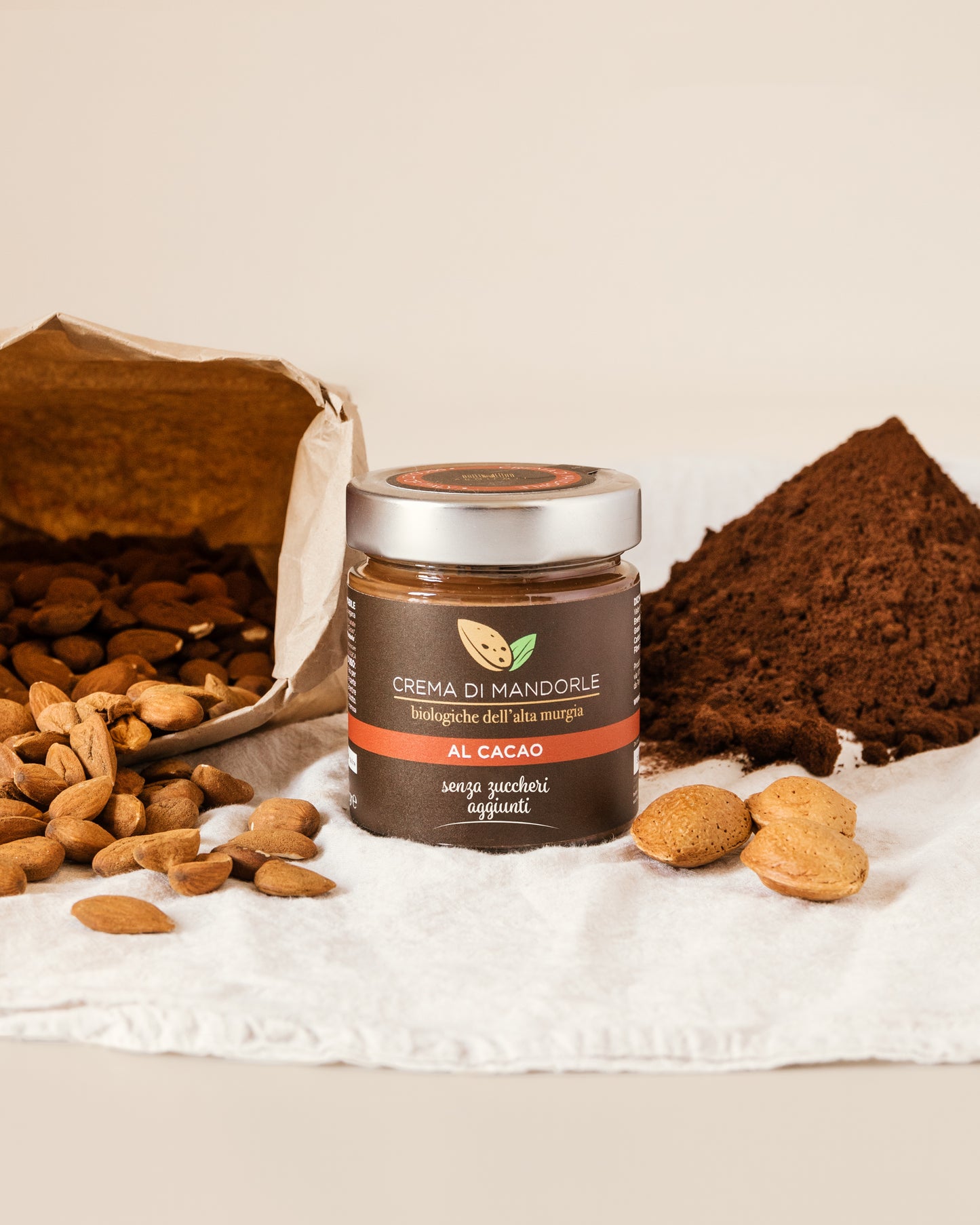 Crema spalmabile Cacao e Mandorle 200gr Senza Zuccheri Aggiunti